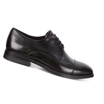 Men's Ecco Melbourne Cap Toe Tie Dress Shoes Black | SG 521SGL